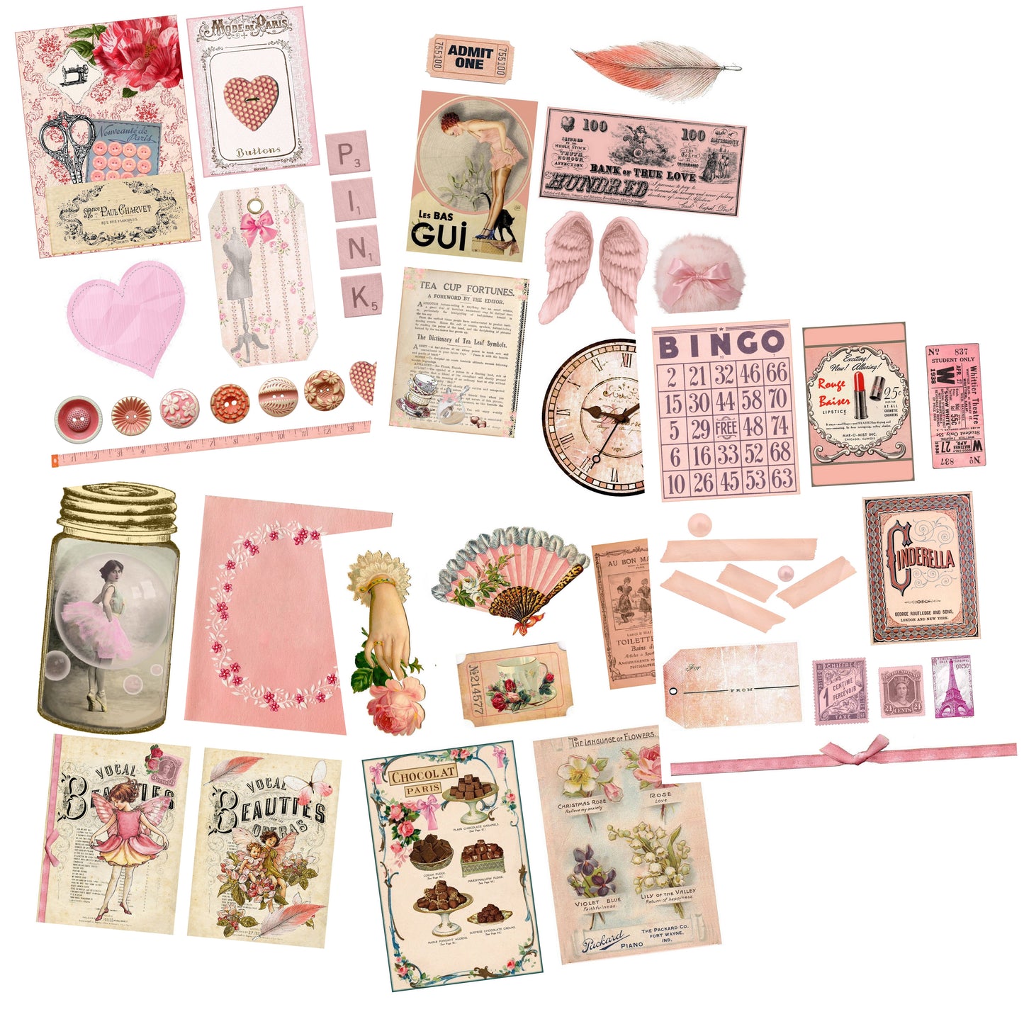 Pink Ephemera Embellishment Pack - 7435