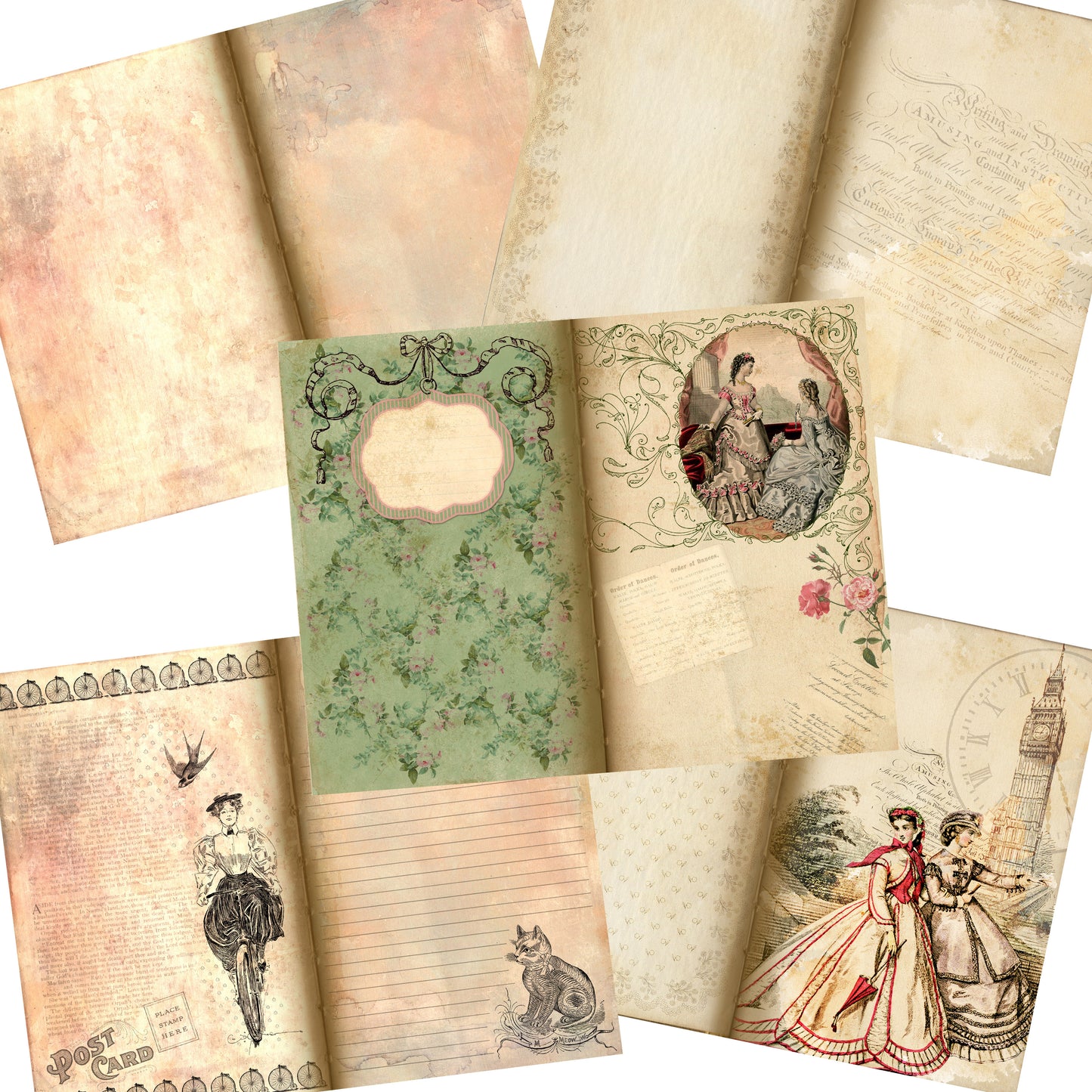 Vintage Lady Journal Kit - 7108 - EZscrapbooks Scrapbook Layouts Journals, Vintage