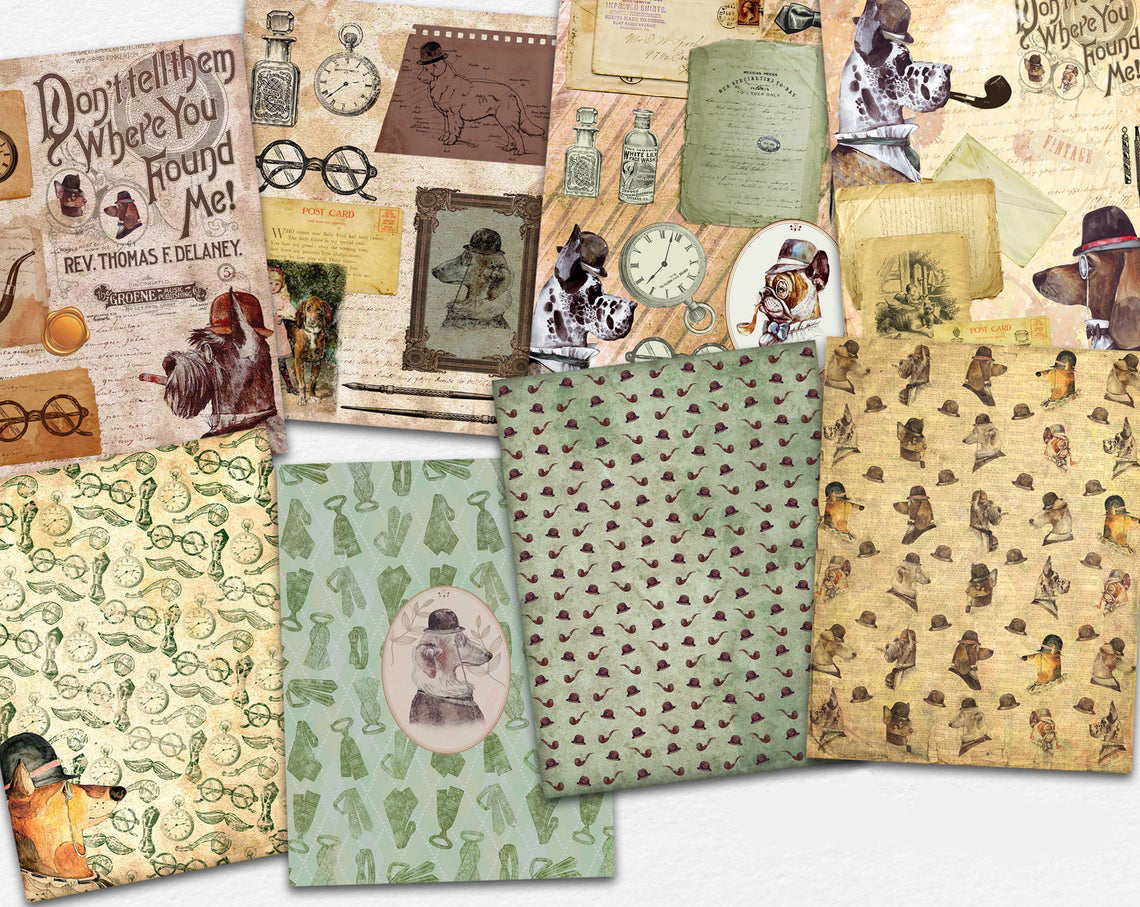 Gentleman Dogs Paper Pack - 7336 - EZscrapbooks Scrapbook Layouts dogs, Journals, paper pack