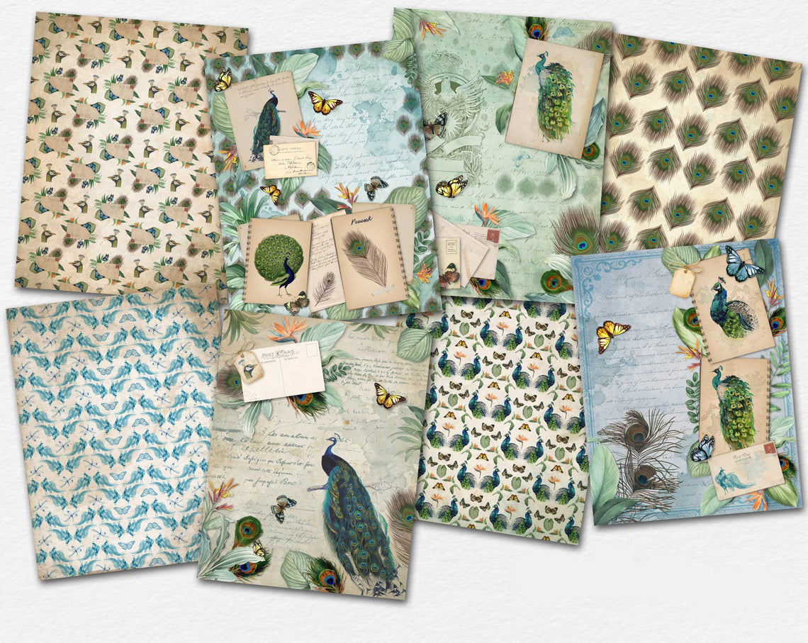 Proud Peacocks Paper Pack - 7337 - EZscrapbooks Scrapbook Layouts birds, Journals, paper pack