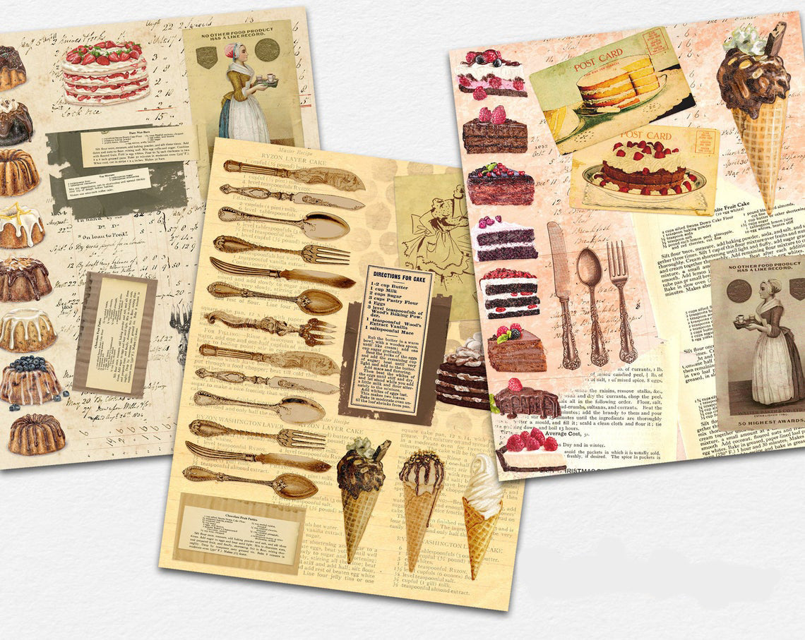 Delicious Desserts Paper Pack - 7330 - EZscrapbooks Scrapbook Layouts Foods, Journals, paper pack