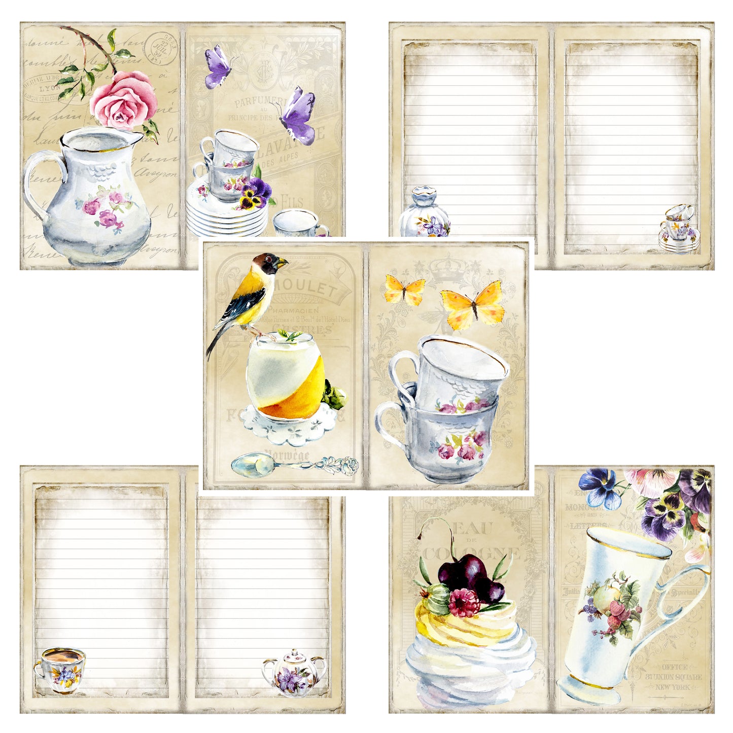 Nostalgic Tea Time Journal Pages - 23-7073