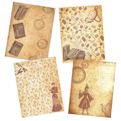 Antique Book Paper Pack - 7213 - EZscrapbooks Scrapbook Layouts Journals