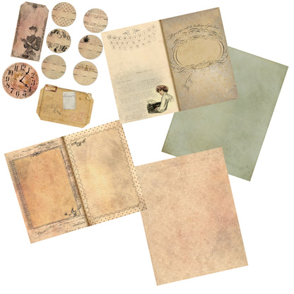 Vintage Writing Junk Journal Pack - 7205 - EZscrapbooks Scrapbook Layouts Journals