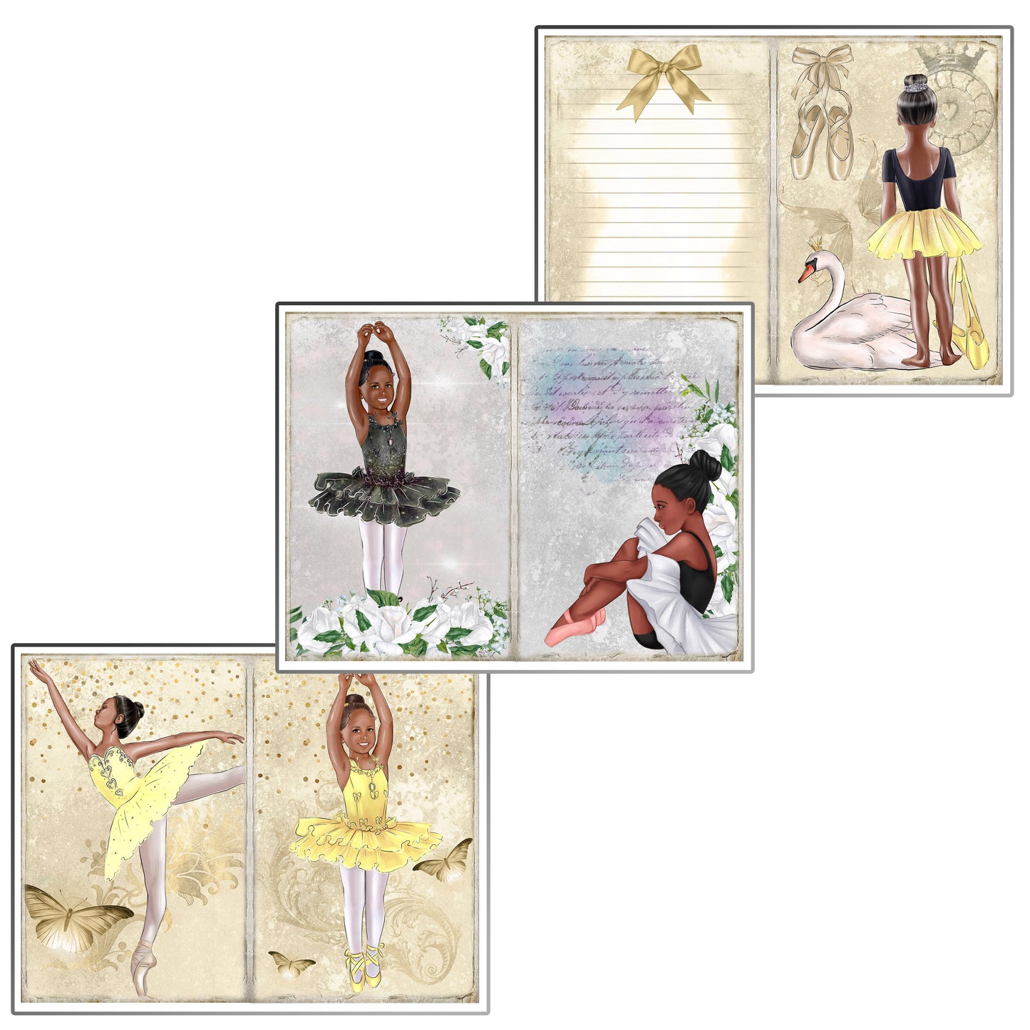 Ballerina Girl African American Journal Pages - 7984