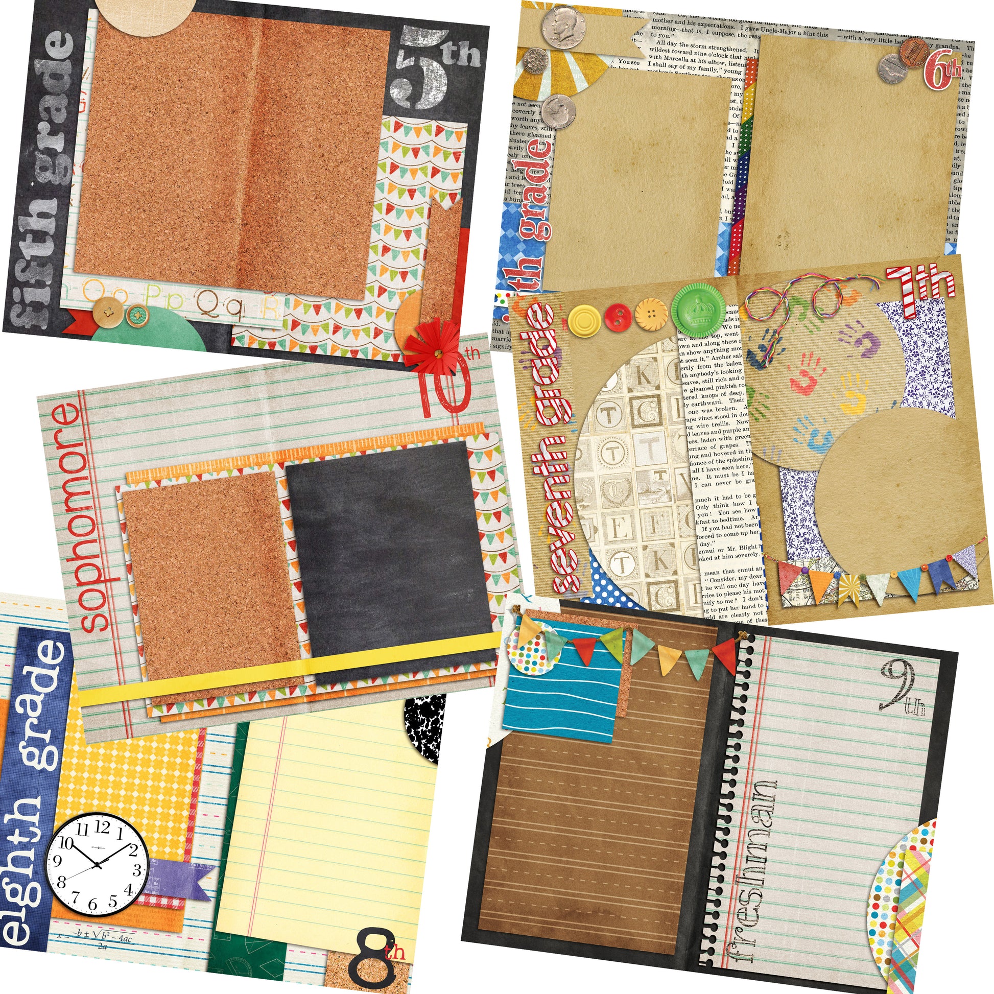 School Days Journal - INSTANT DOWNLOAD - EZscrapbooks Scrapbook Layouts Digital Journals