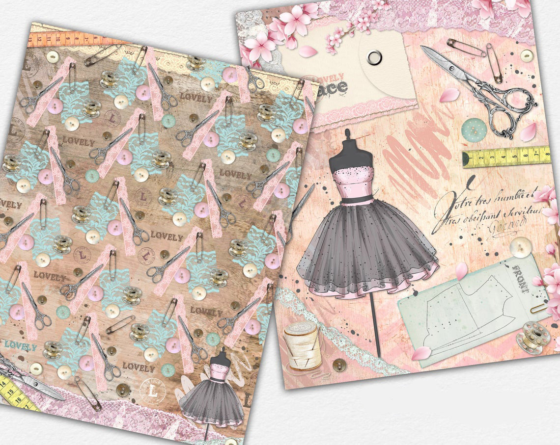 Lovely Lace Paper Pack - 7335 - EZscrapbooks Scrapbook Layouts Journals, paper pack, Sewing
