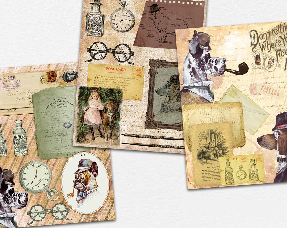 Gentleman Dogs Paper Pack - 7336 - EZscrapbooks Scrapbook Layouts dogs, Journals, paper pack