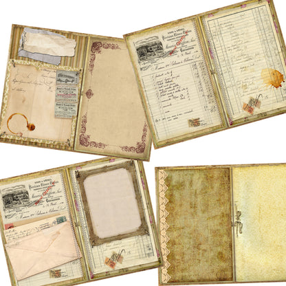 Vintage Ephemera Junk Journal Kit - 7106 - EZscrapbooks Scrapbook Layouts Journals