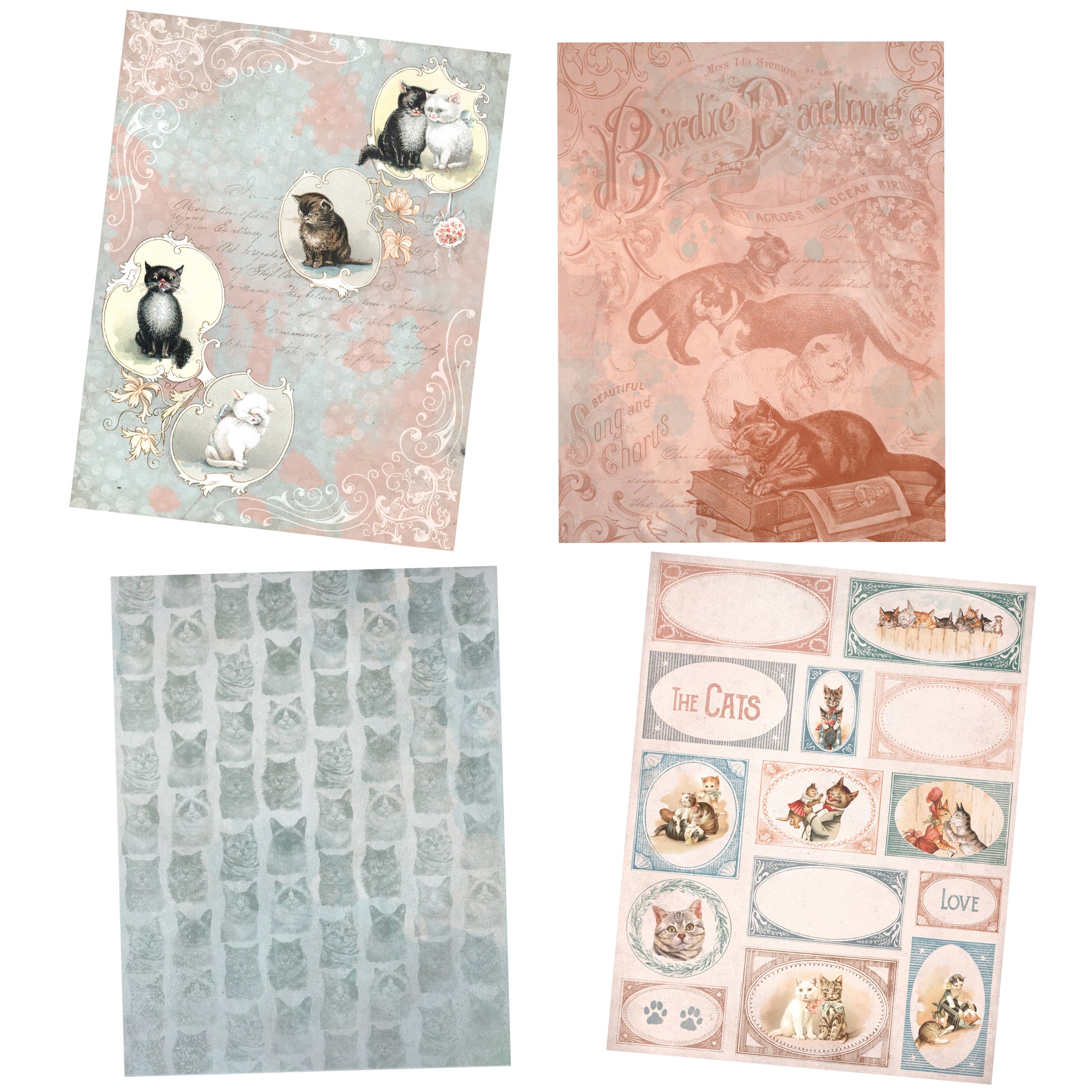 Vintage Cats Paper Pack - 7167 - EZscrapbooks Scrapbook Layouts Journals