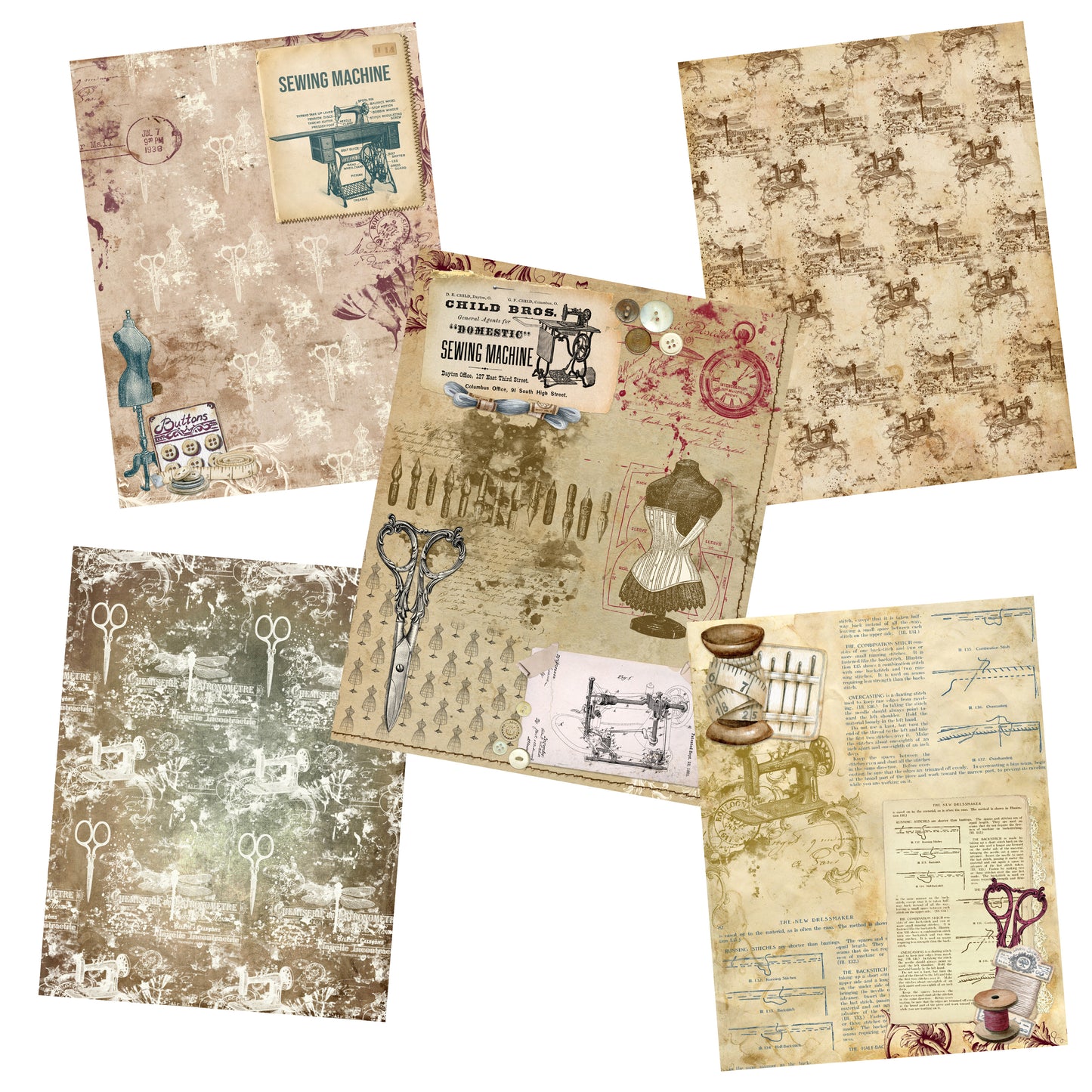 Mad About Sewing Journal Paper Pack - 7148 - EZscrapbooks Scrapbook Layouts Journals, Sewing