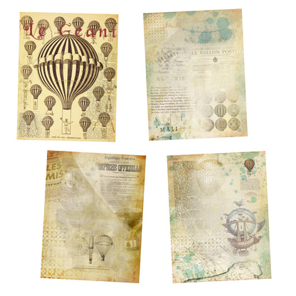 Vintage Air Balloons Journal Paper Pack - 7132 - EZscrapbooks Scrapbook Layouts Journals
