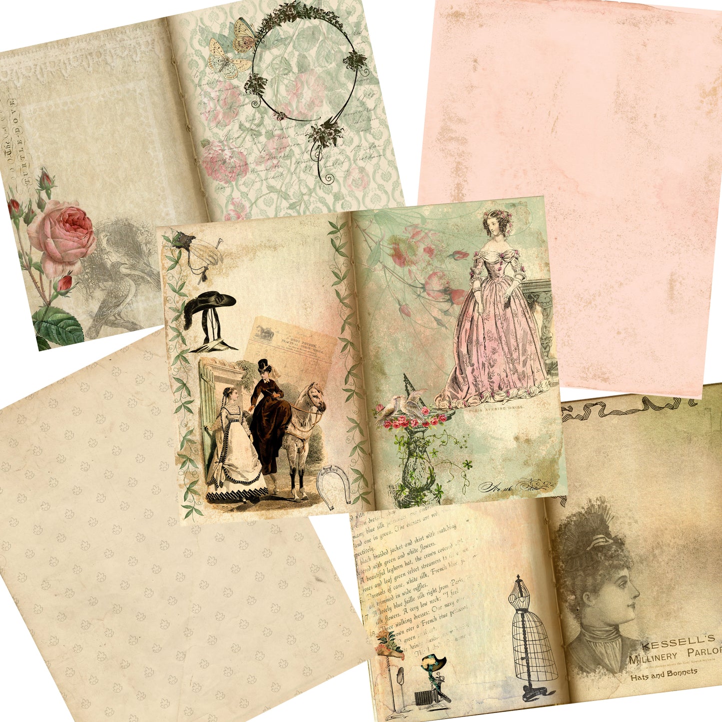 Vintage Lady Journal Kit - 7108 - EZscrapbooks Scrapbook Layouts Journals, Vintage