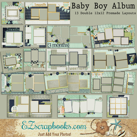 Baby Boy Album - 1043 - EZscrapbooks Scrapbook Layouts Baby - Toddler