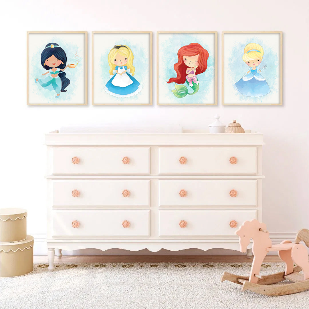 Fairy Tale Princesses Wall Art Prints - 22 Prints - Color Background - 8061 - EZscrapbooks Scrapbook Layouts 