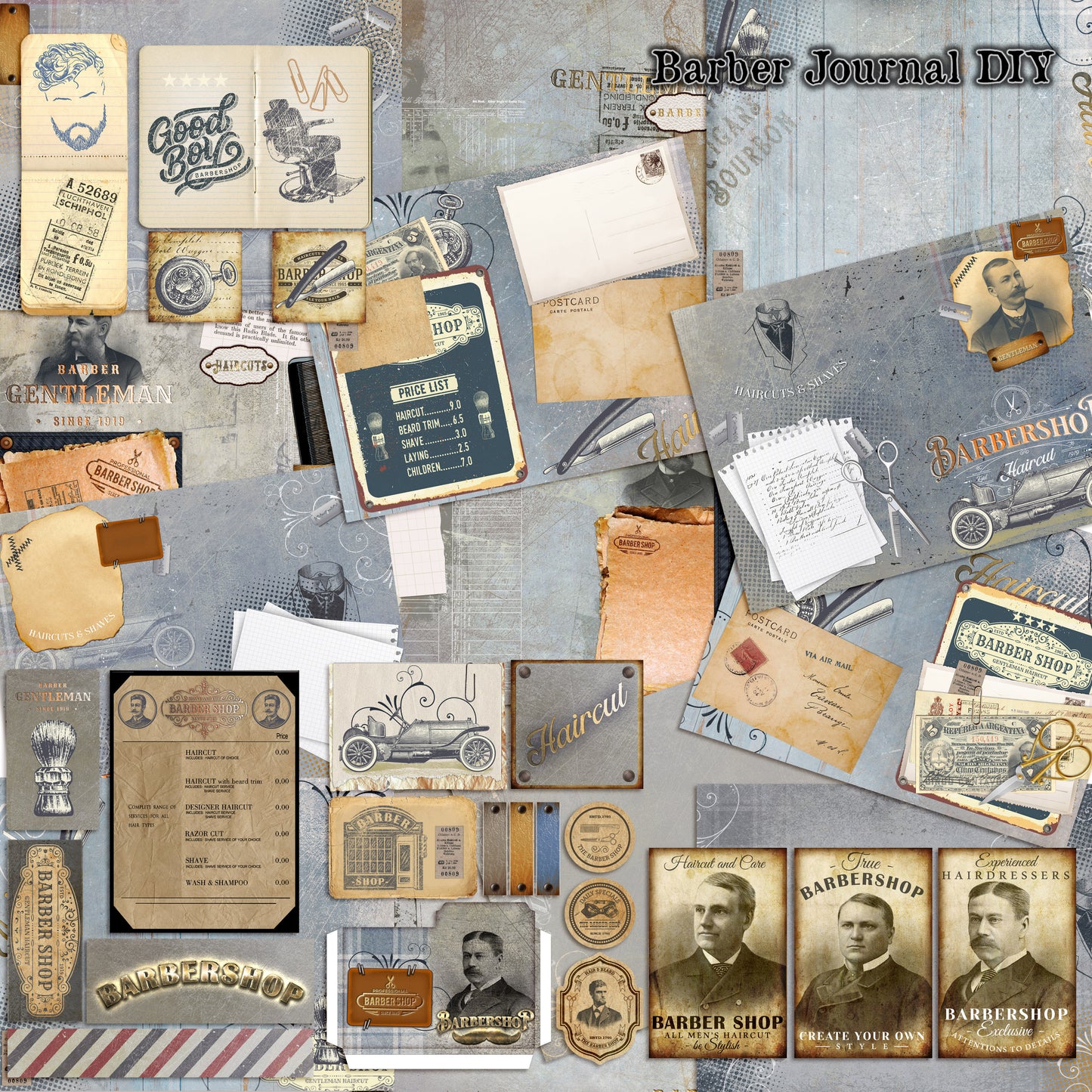 The Barber Journal - 7247 - EZscrapbooks Scrapbook Layouts Heritage, Journals