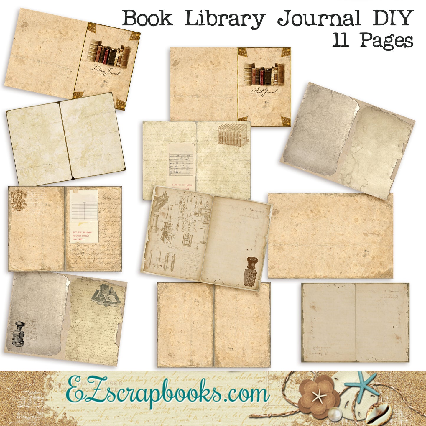 Book/Library Journal DIY Kit - 7002 - EZscrapbooks Scrapbook Layouts Journals