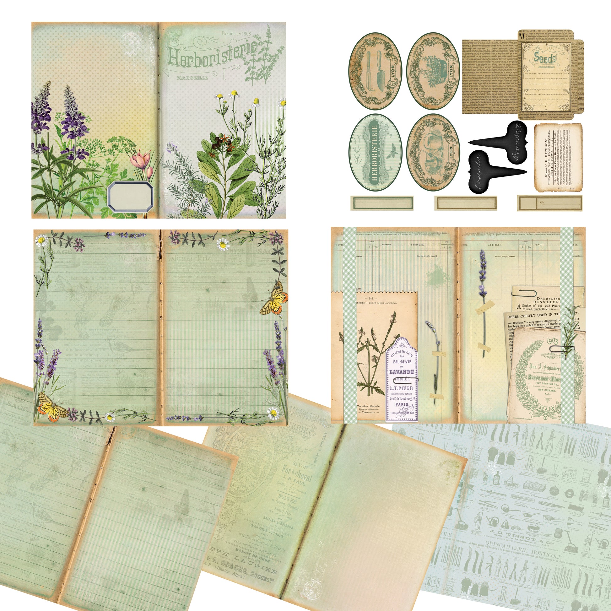 Herbs Junk Journal Kit - 7101 - EZscrapbooks Scrapbook Layouts Journals