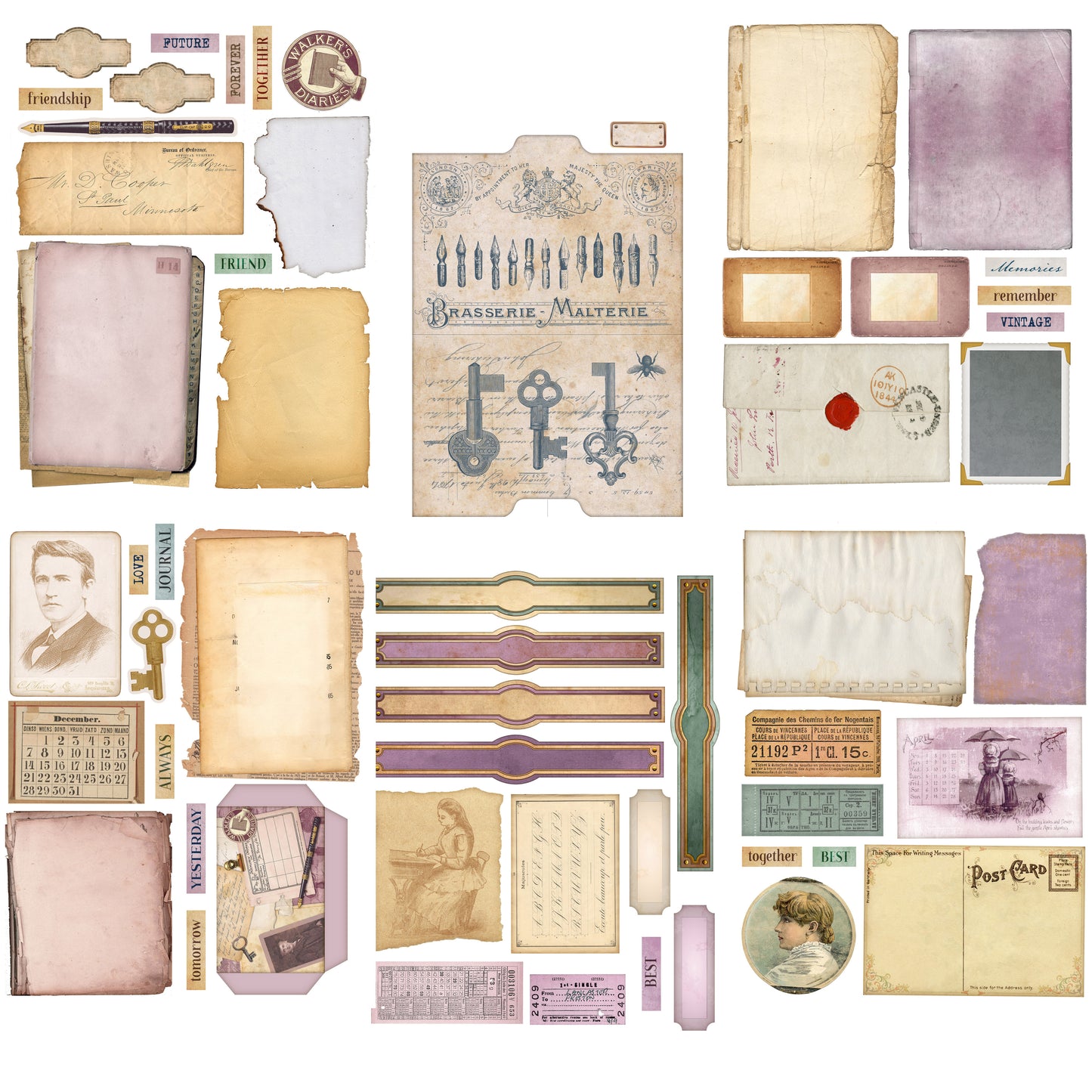 My Secret Vintage Journal Embellishment Pack - 7544