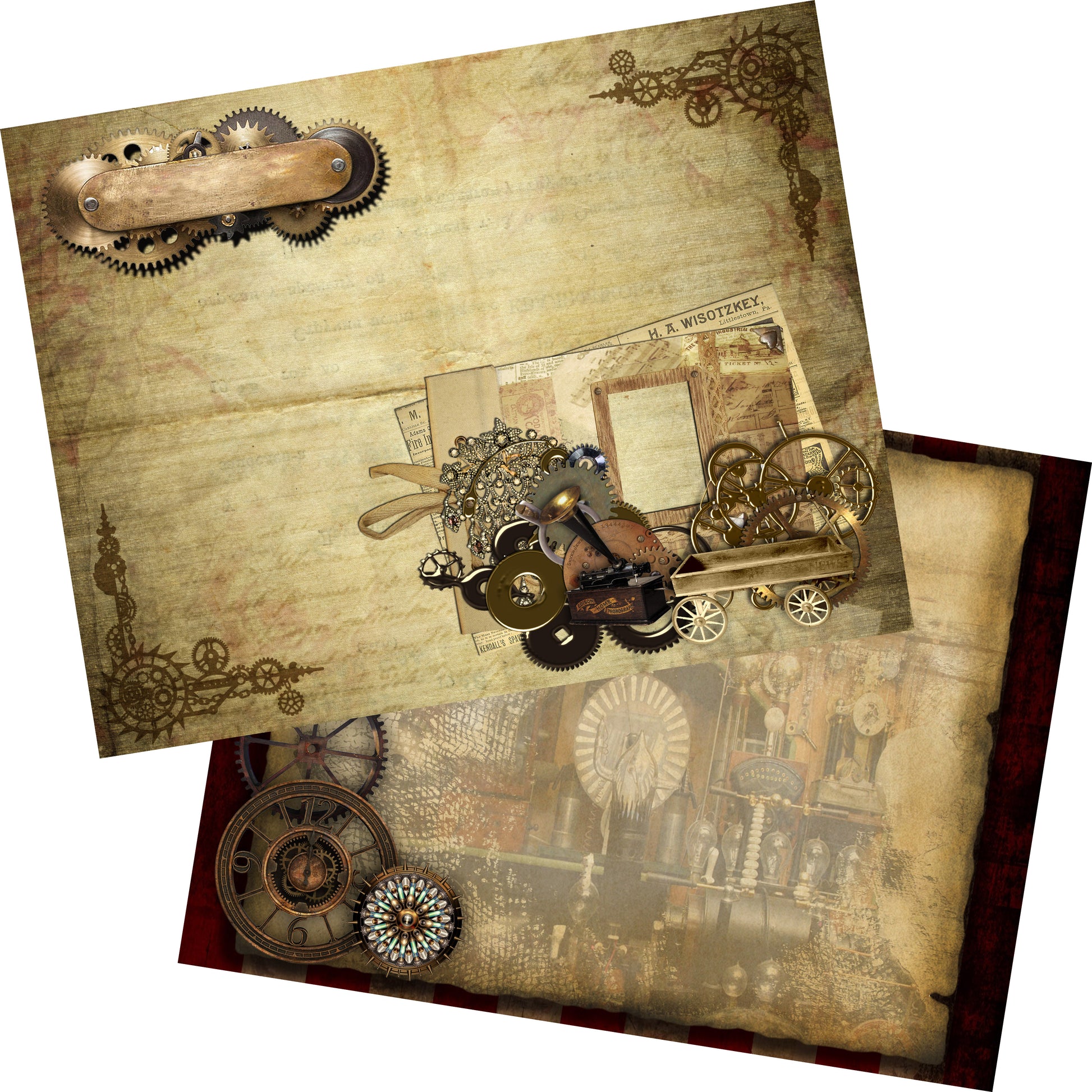 Steampunk Journal Paper Pack - 7017 - EZscrapbooks Scrapbook Layouts Journals