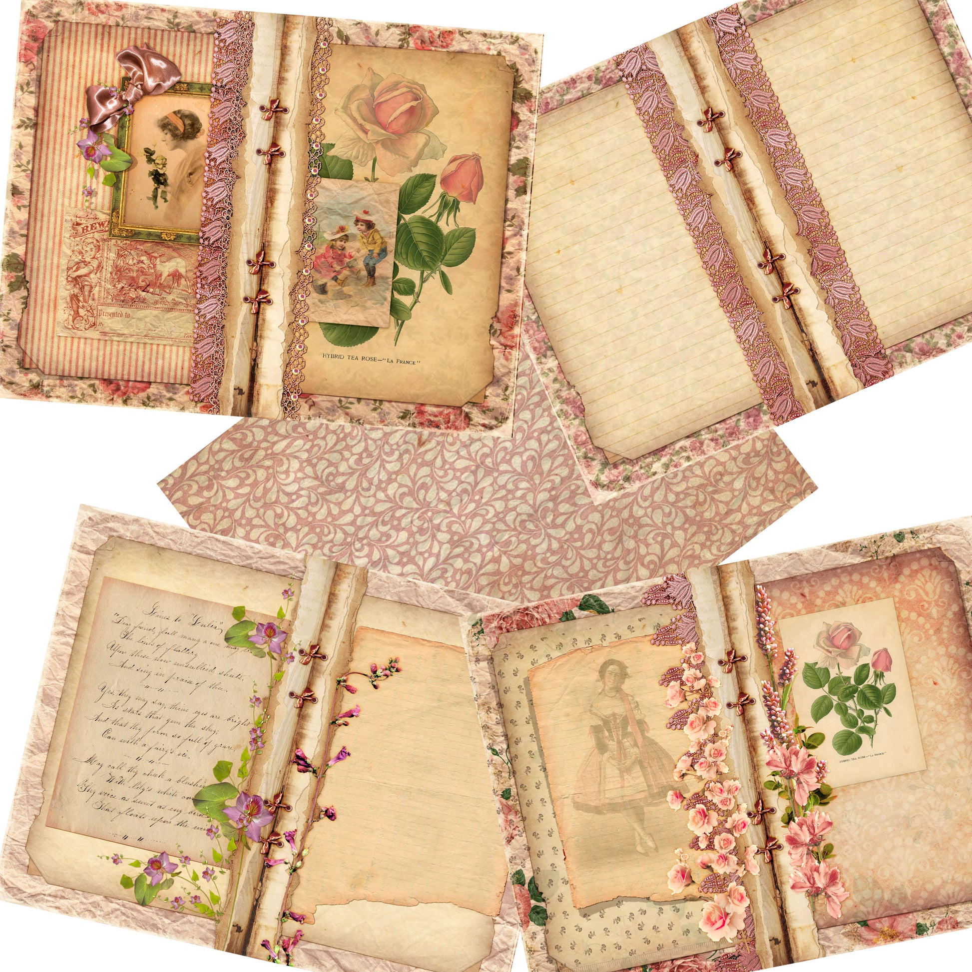 Pink Flowers Journal Kit - 7099 - EZscrapbooks Scrapbook Layouts Journals