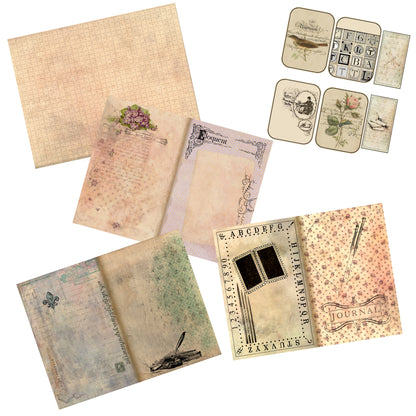 Vintage Writing Junk Journal Pack - 7205 - EZscrapbooks Scrapbook Layouts Journals