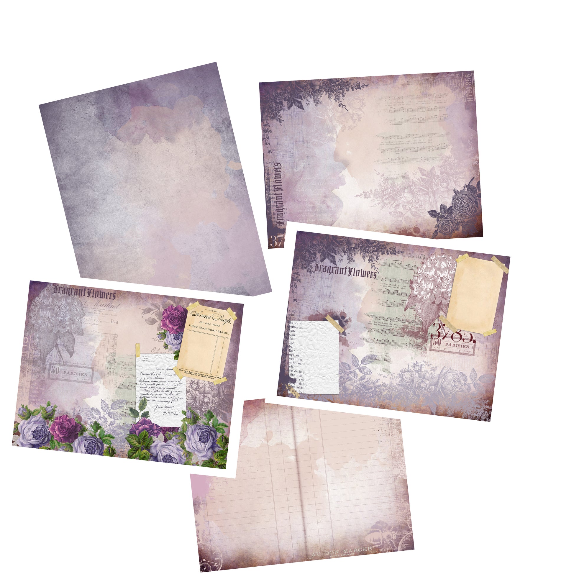 Vintage Flowers Journal Pack - 7201 - EZscrapbooks Scrapbook Layouts Journals