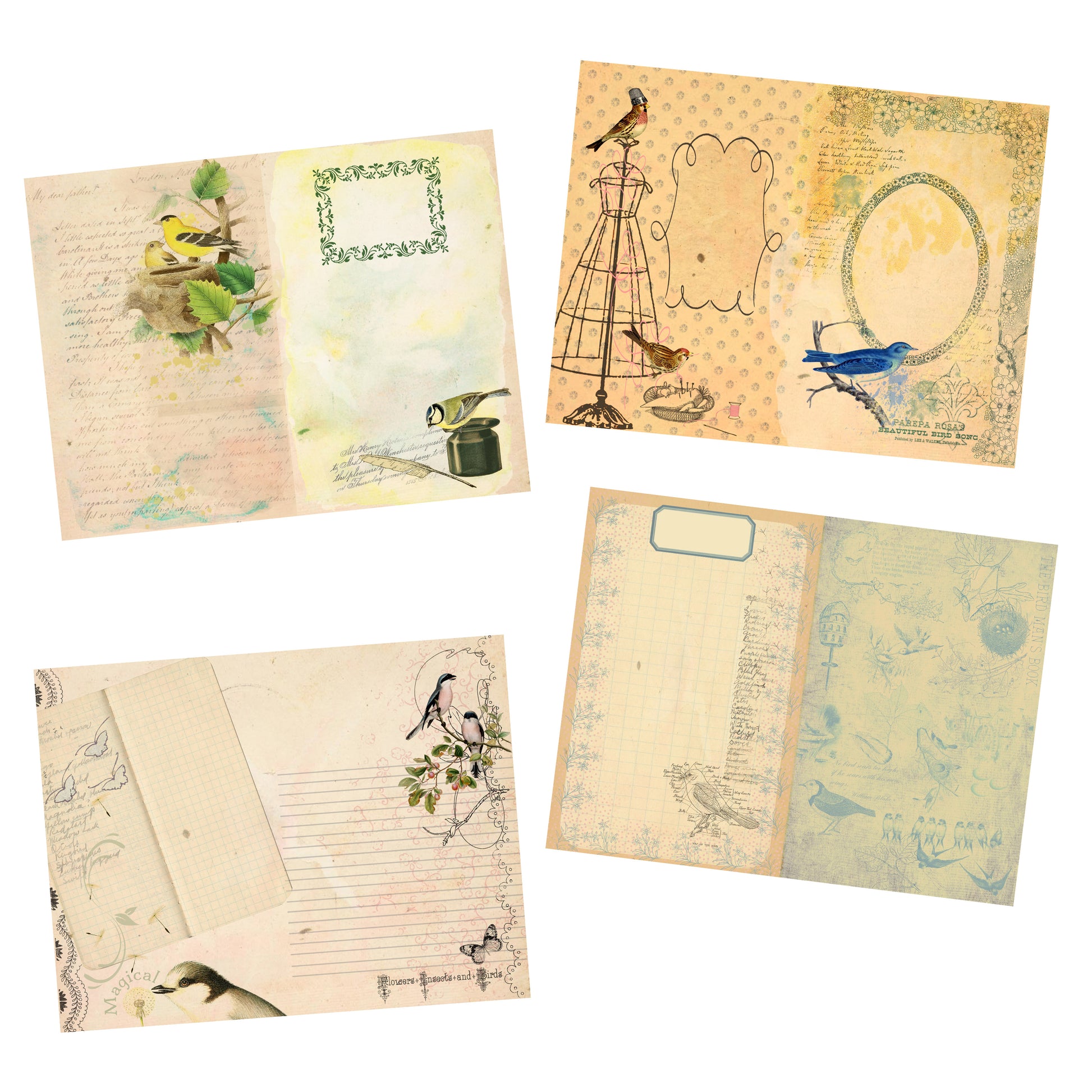Vintage Birds Journal Kit - 7133 - EZscrapbooks Scrapbook Layouts Journals