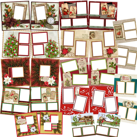 Christmas Collection 1 -  Digital Bundle - 24 Digital Scrapbook Pages - INSTANT DOWNLOAD - EZscrapbooks Scrapbook Layouts Christmas, Digital Bundle