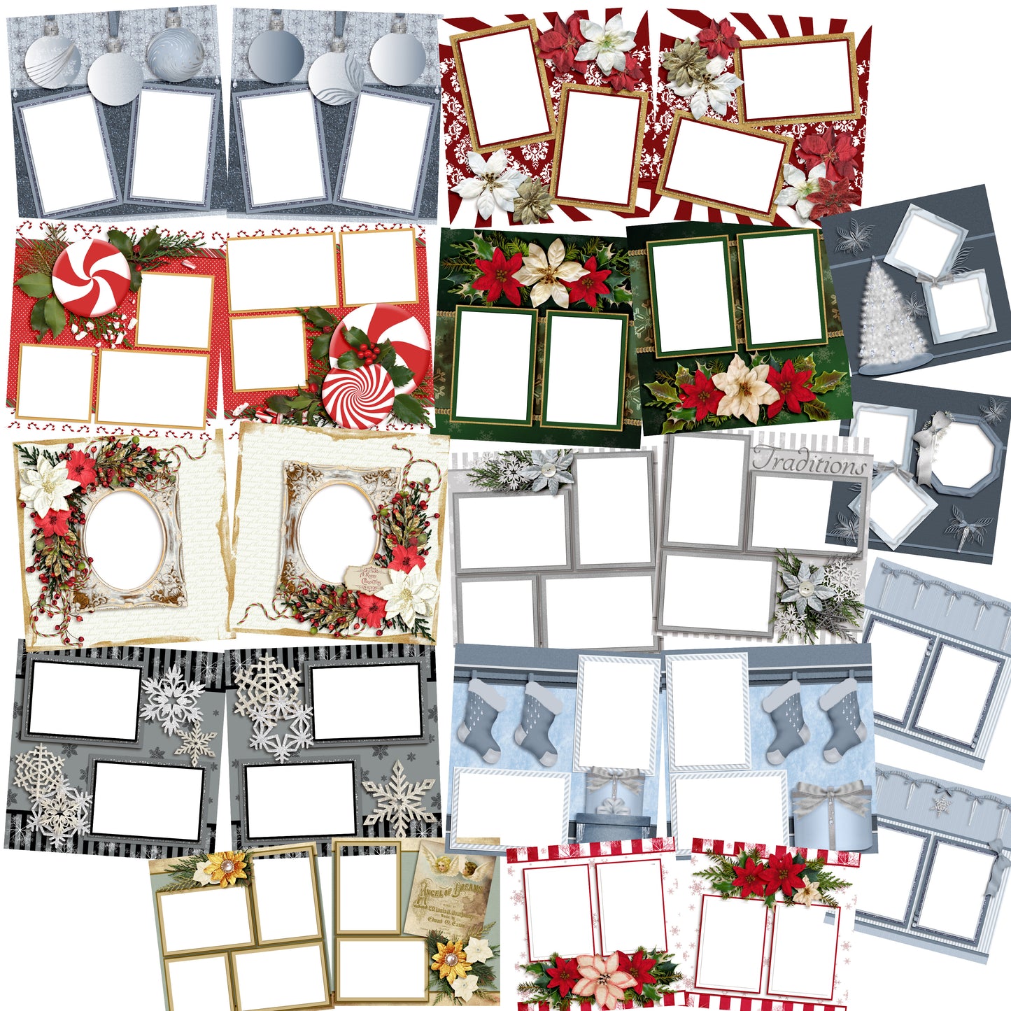 Christmas Collection 2 -  Digital Bundle - 24 Digital Scrapbook Pages - INSTANT DOWNLOAD - EZscrapbooks Scrapbook Layouts Christmas, Digital Bundle