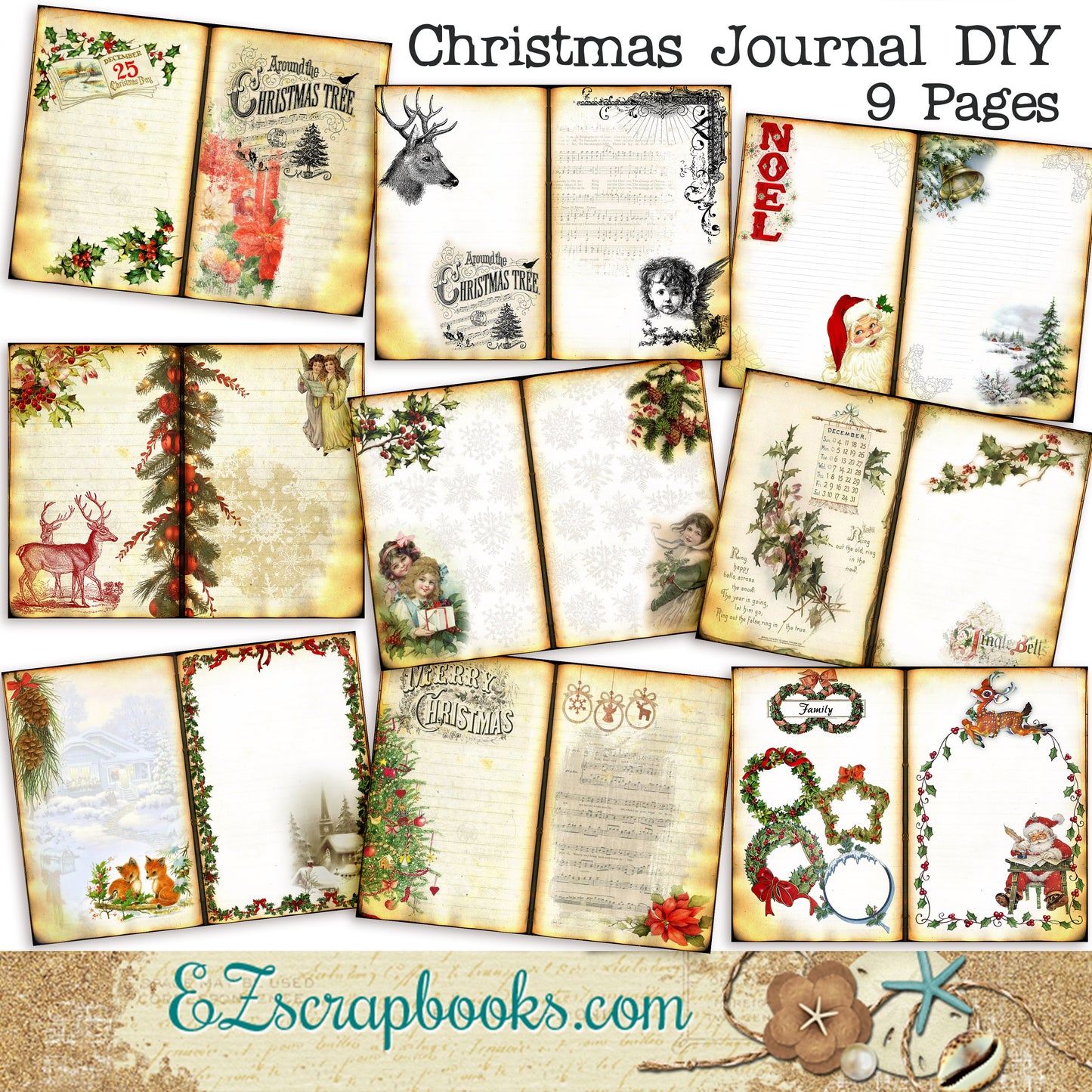 Christmas Journal DIY Kit - 7003 - EZscrapbooks Scrapbook Layouts Journals