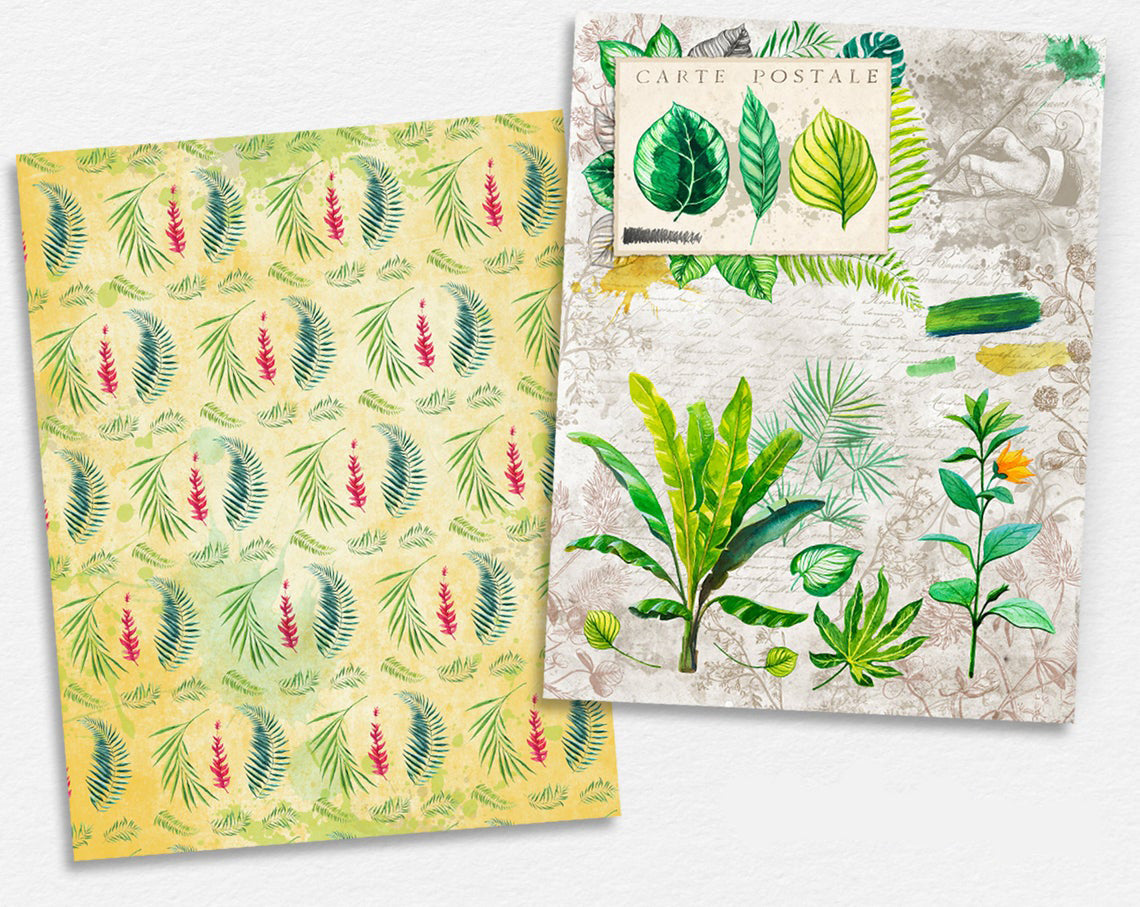 Tropical Plants Paper Pack - 7318 - EZscrapbooks Scrapbook Layouts Beach - Tropical, Journals, paper pack