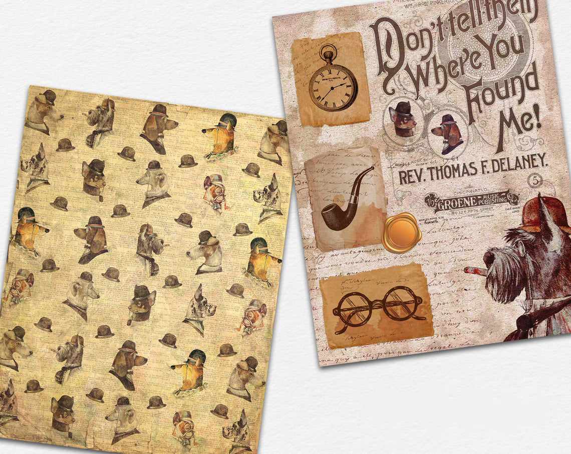 Gentleman Dogs Paper Pack - 7336 - EZscrapbooks Scrapbook Layouts dogs, Journals, paper pack