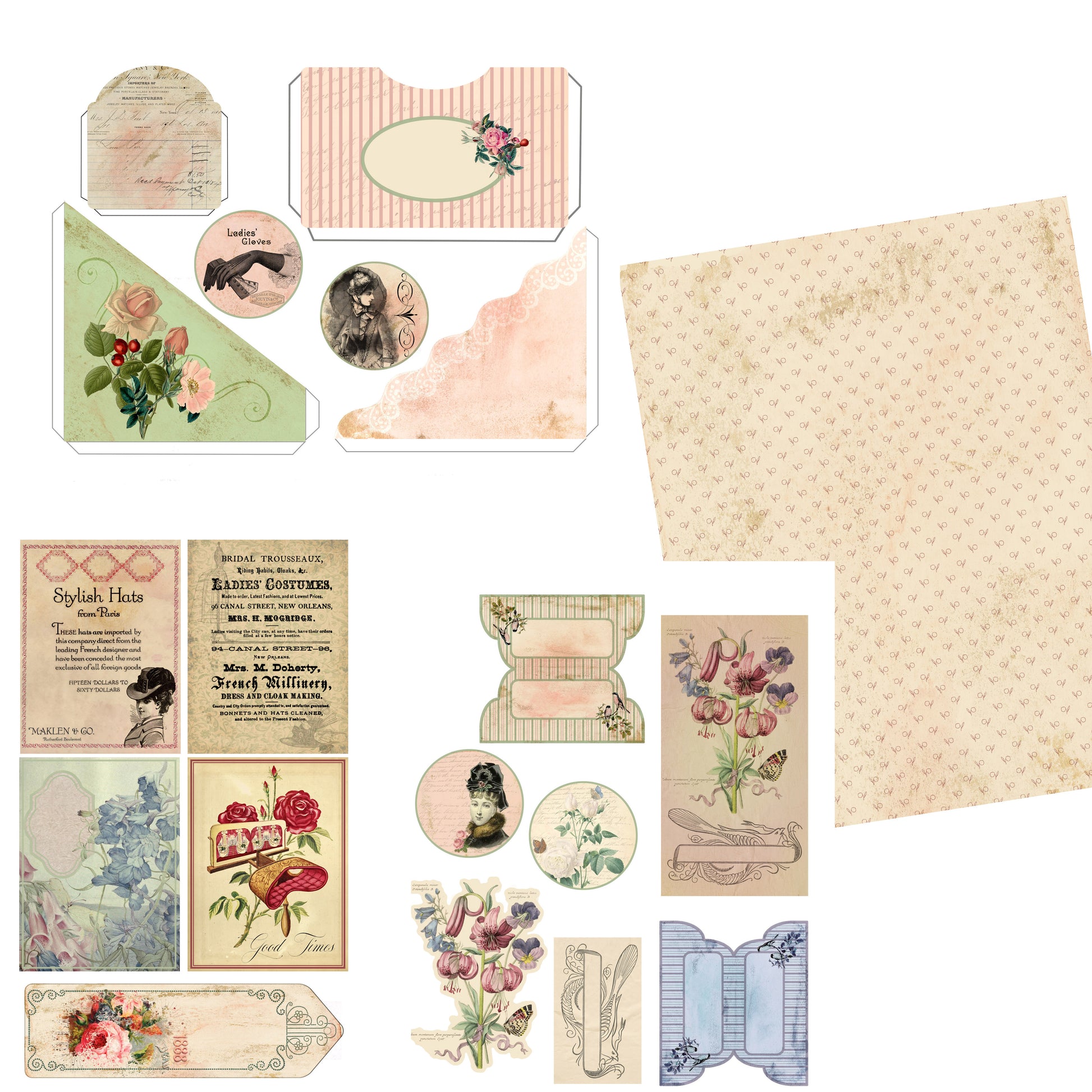 Vintage Lady Journal Kit - 7108 - EZscrapbooks Scrapbook Layouts Journals, Vintage