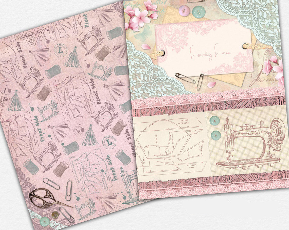Lovely Lace Paper Pack - 7335 - EZscrapbooks Scrapbook Layouts Journals, paper pack, Sewing