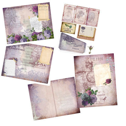 Vintage Flowers Journal Pack - 7201 - EZscrapbooks Scrapbook Layouts Journals