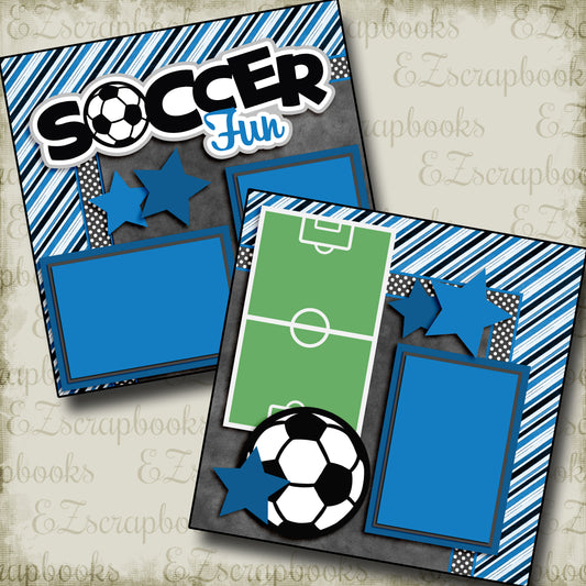 Soccer Fun Blue - 3296 - EZscrapbooks Scrapbook Layouts soccer, Sports
