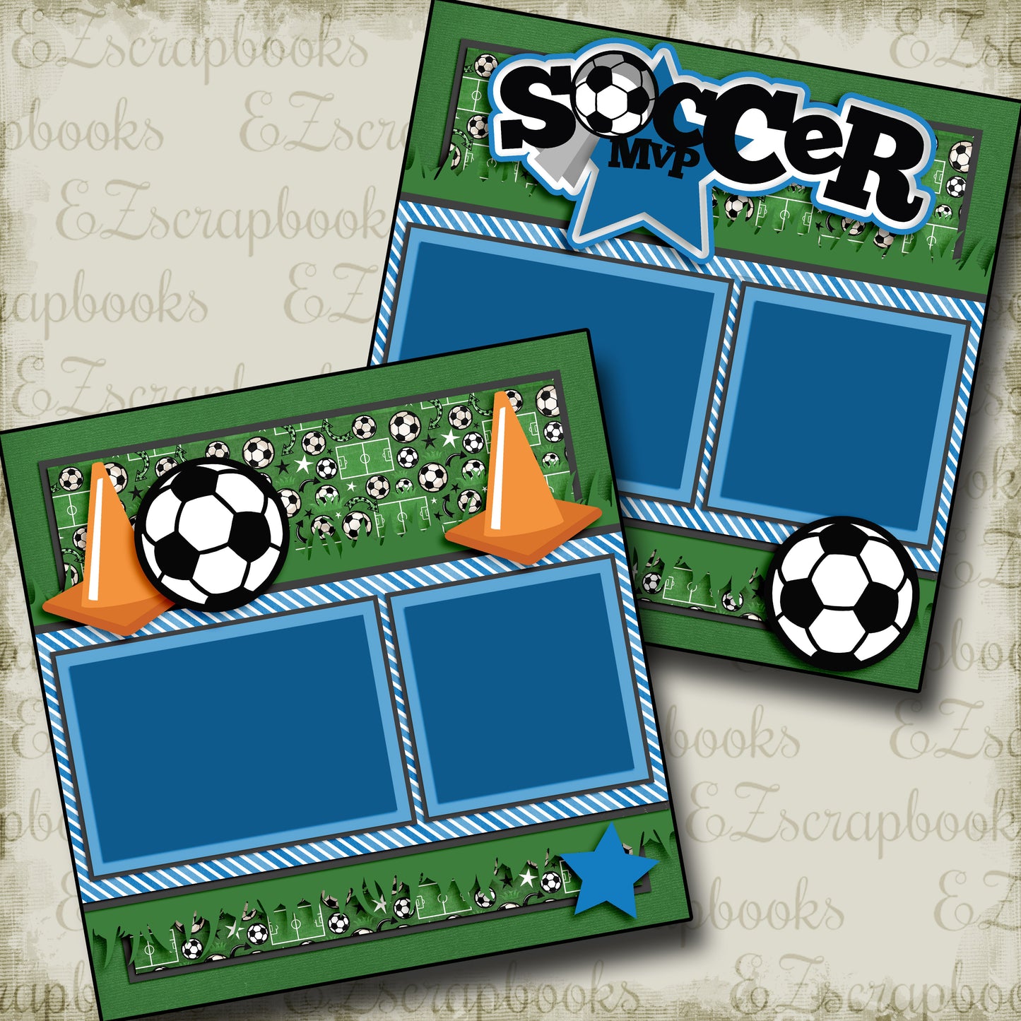 Soccer MVP Blue - 3320 - EZscrapbooks Scrapbook Layouts soccer, Sports