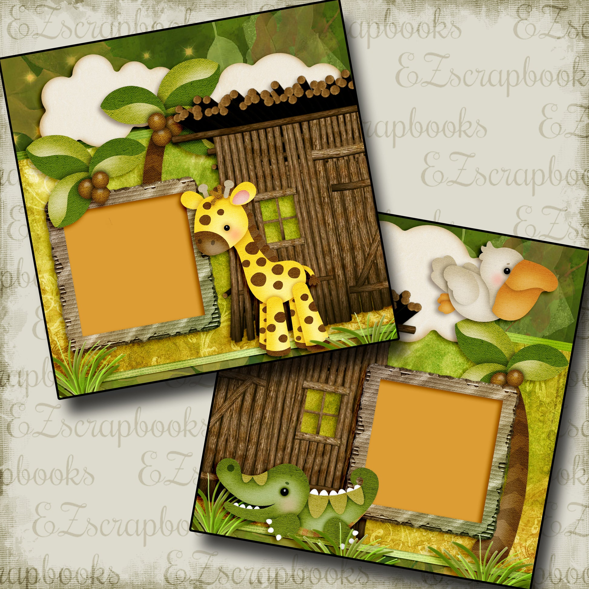 Jungle Babies - 2925 - EZscrapbooks Scrapbook Layouts Animals, Disney