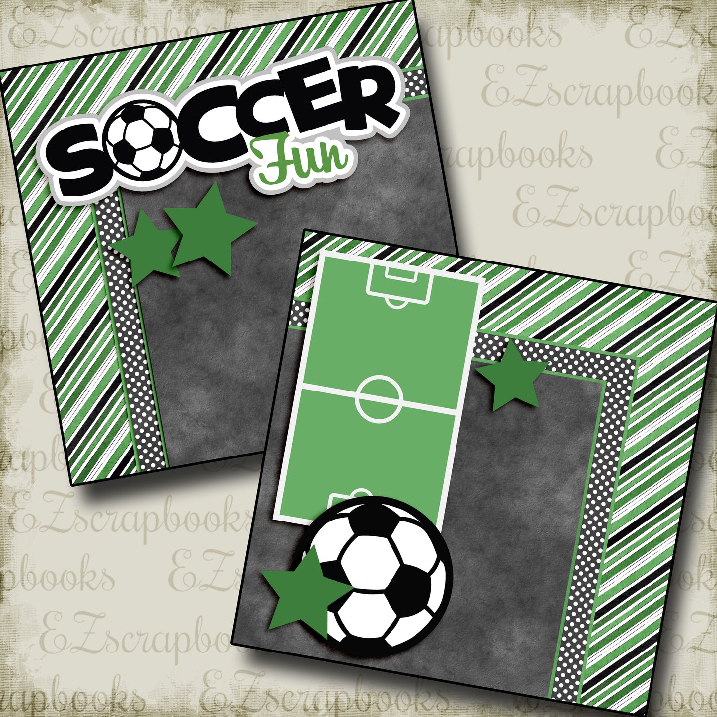 Soccer Fun Green NPM - 3287 - EZscrapbooks Scrapbook Layouts soccer, Sports