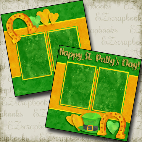 Lucky Horseshoes - 2781 - EZscrapbooks Scrapbook Layouts St Patrick's Day
