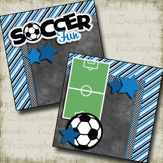 Soccer Fun Blue NPM - 3297 - EZscrapbooks Scrapbook Layouts soccer, Sports