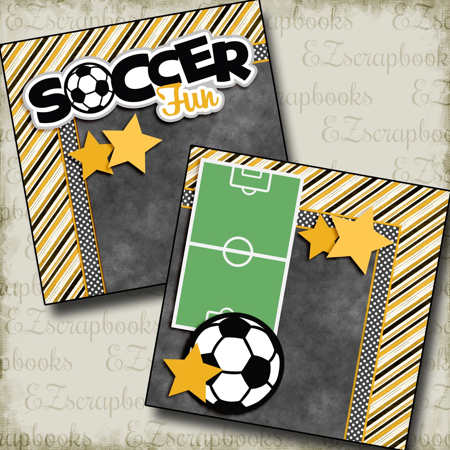Soccer Fun Yellow NPM - 3295 - EZscrapbooks Scrapbook Layouts soccer, Sports