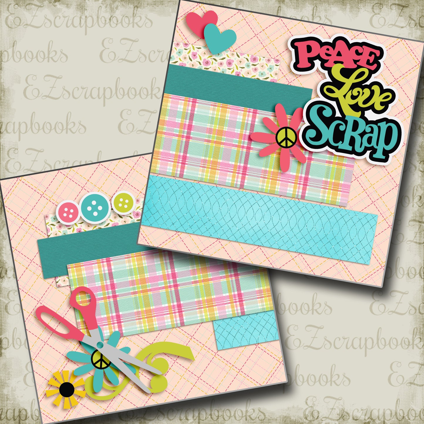 Peace Love Scrap NPM - 3363 - EZscrapbooks Scrapbook Layouts Scrapbooking - Crafts