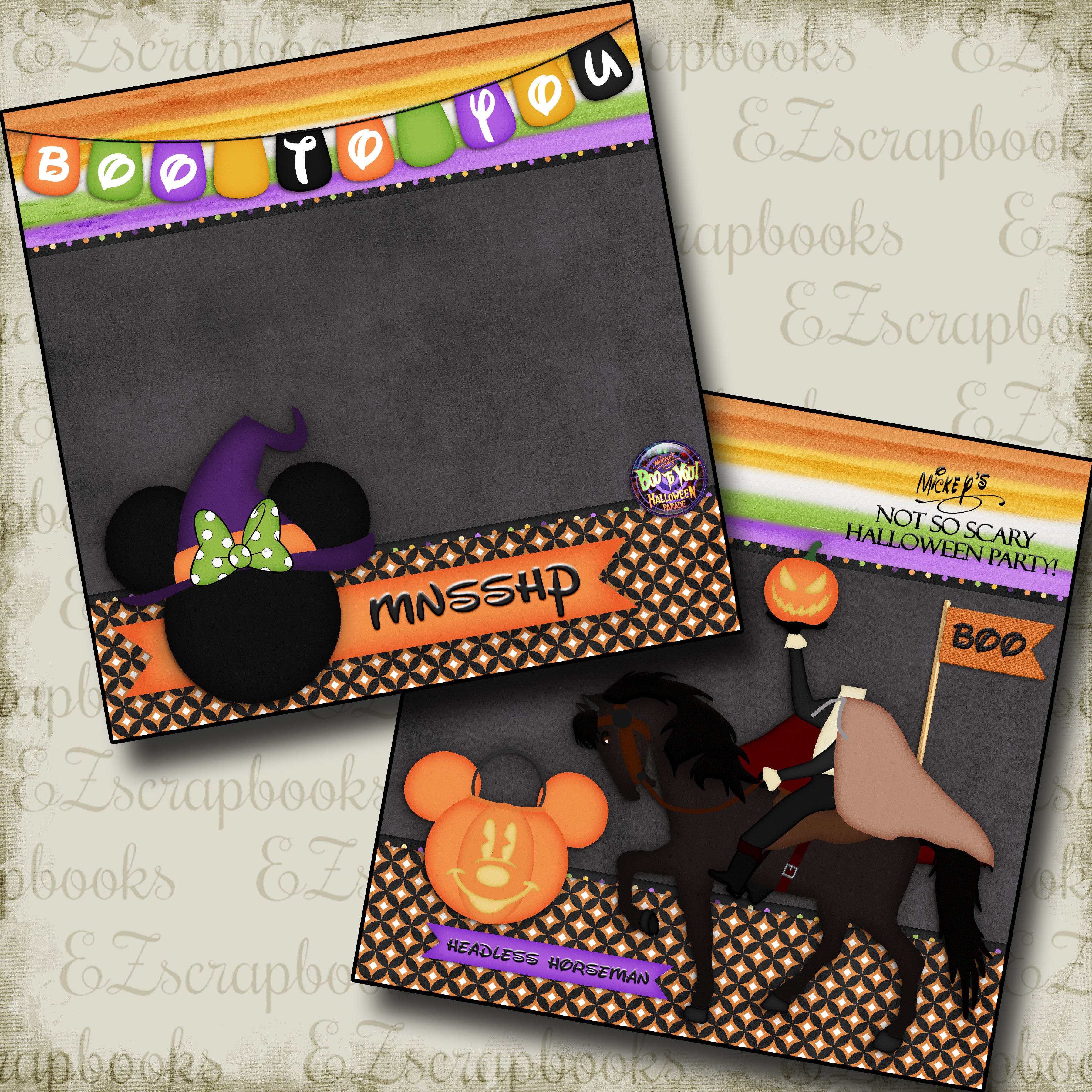 Boo to You NPM - 2368 - EZscrapbooks Scrapbook Layouts Disney, Halloween