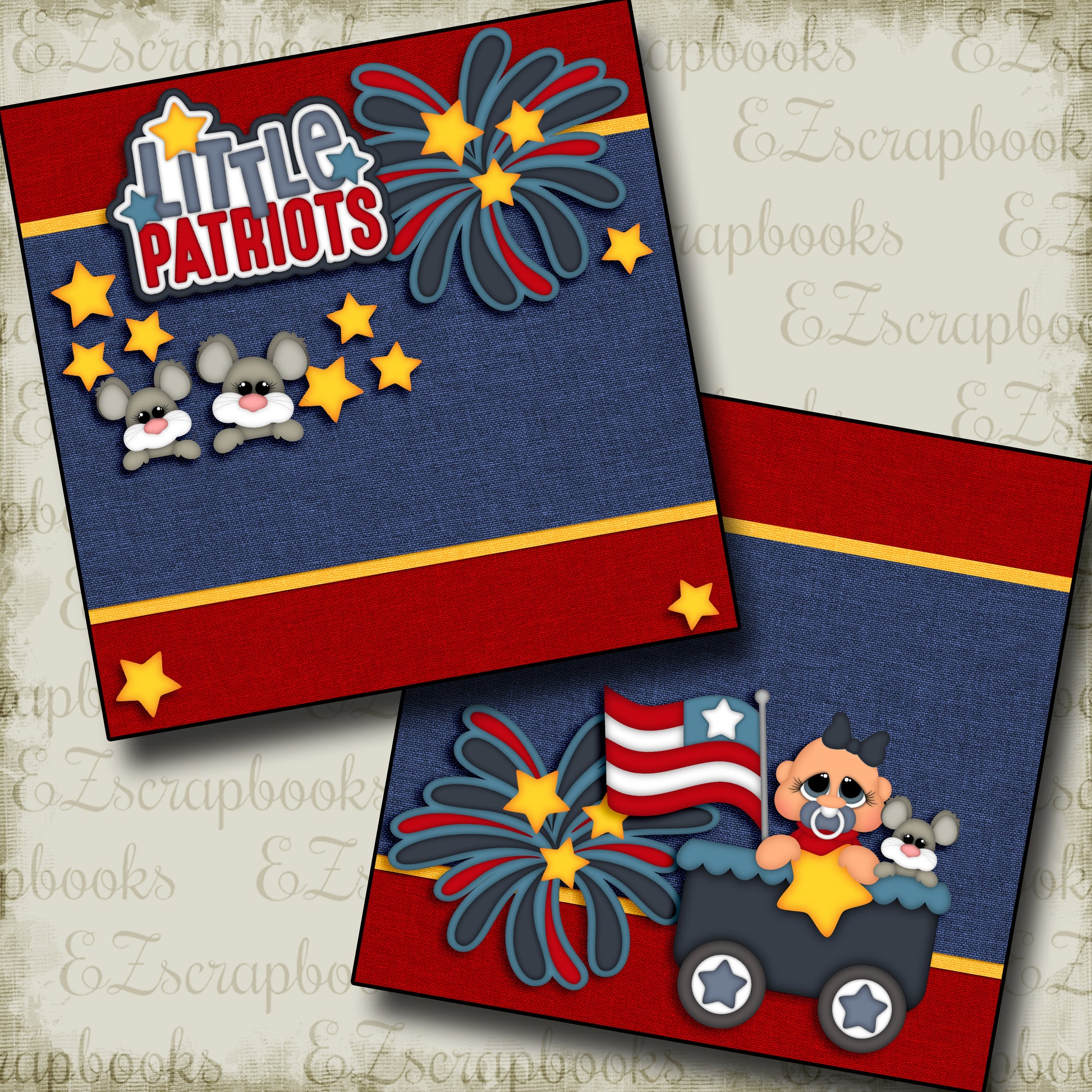 Little Patriots Baby Girl NPM - 2808 - EZscrapbooks Scrapbook Layouts Baby - Toddler, July 4th - Patriotic