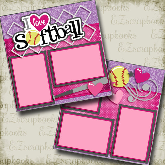 I Love Softball - 3322 - EZscrapbooks Scrapbook Layouts softball, Sports