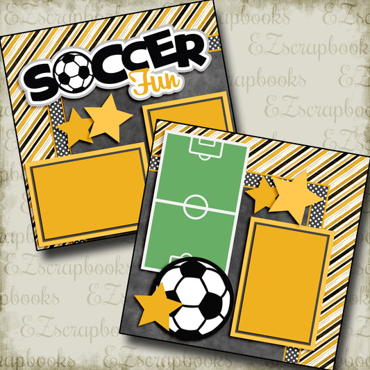 Soccer Fun Yellow - 3294 - EZscrapbooks Scrapbook Layouts soccer, Sports