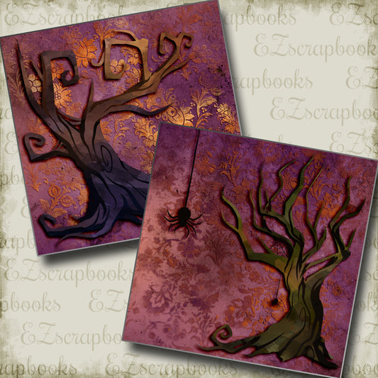 Spooky Trees Purple NPM - 3359 - EZscrapbooks Scrapbook Layouts Halloween