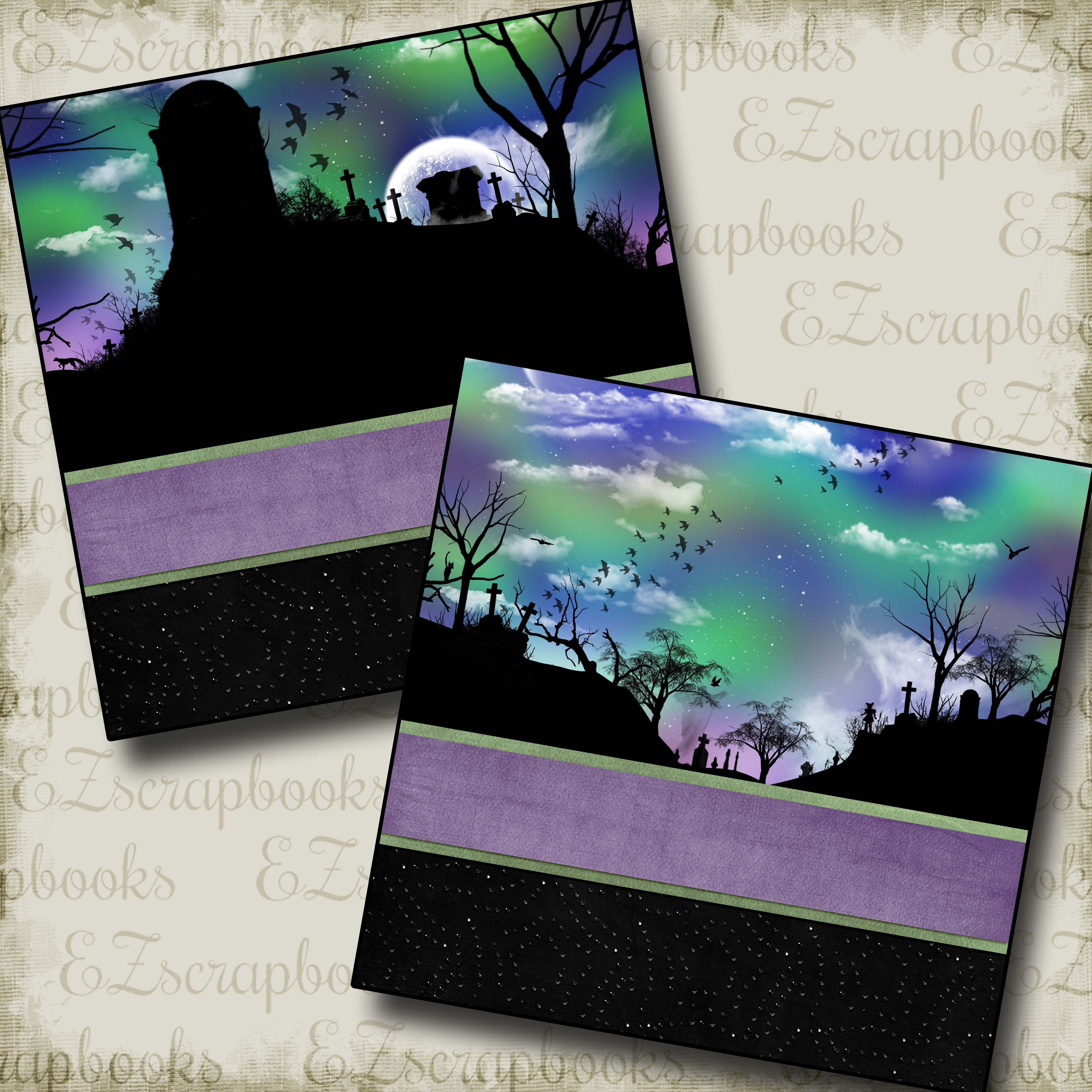 Spooky Skies NPM - 3345 - EZscrapbooks Scrapbook Layouts Halloween